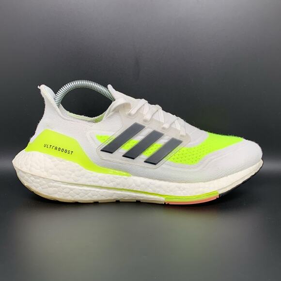 Adidas UltraBoost 21 White Solar Green Running Shoes FY0401 Women's Sz‎ 9 - Picture 5 of 10